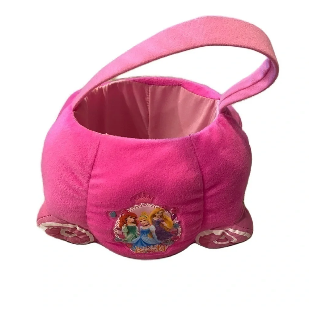 Disney Princess Carriage Plush Basket Pink Easter Halloween  Cinderella Ariel